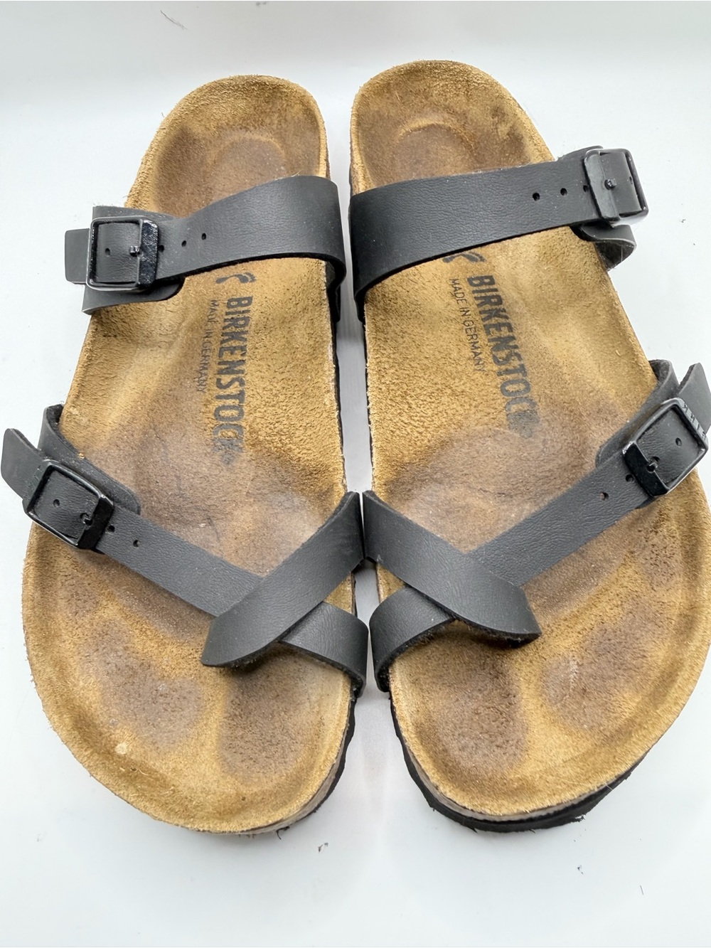 Birkenstock Black Two-Strap Cork Footbed Sandals